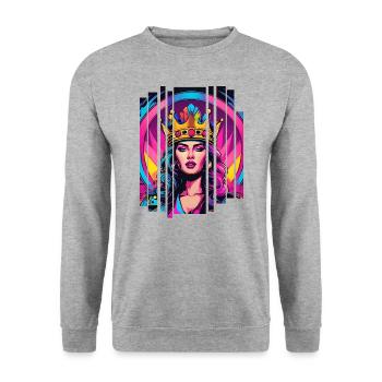 Retro Queen - Unisex Sweatshirt - salt & pepper - Front - Alina (178cm) & Michal (187cm)