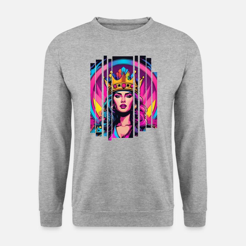 Retro Königin - Unisex Pullover - Weißgrau meliert