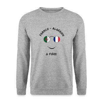 Franco Algérien et fière - Sweat-shirt Unisexe - gris chiné - Devant - Alina (178cm) & Michal (187cm)