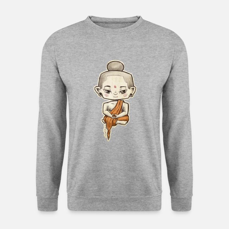 kleiner Buddha - Unisex Pullover - Weißgrau meliert