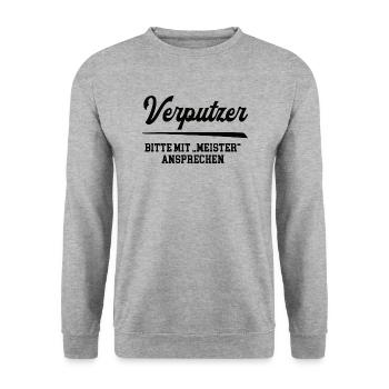 Verputzer Meister Prüfung Bestanden Stukkateur - Unisex Pullover - Weißgrau meliert - Vorne - Alina (178cm) & Michal (187cm)