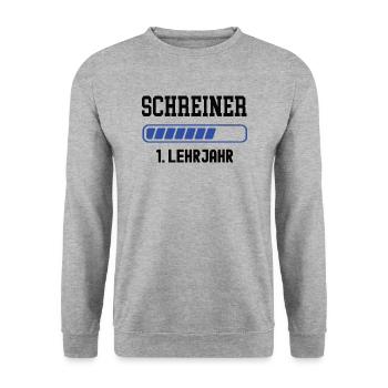 Ausbildung Schreiner 1. Lehrjahr Lehre Schreinerei - Unisex Pullover - Weißgrau meliert - Vorne - Alina (178cm) & Michal (187cm)