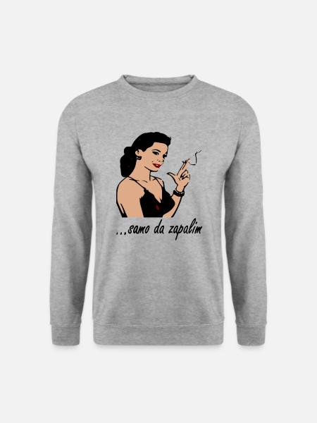 Samo da zapalim Frau - Unisex Pullover - Weißgrau meliert