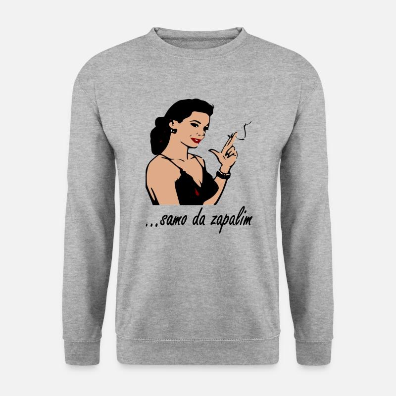 Samo da zapalim Frau - Unisex Pullover - Weißgrau meliert