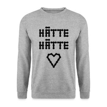 Hätte hätte Fahrrad Kette - Unisex Pullover - Weißgrau meliert - Vorne - Alina (178cm) & Michal (187cm)