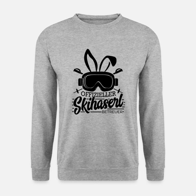 Skifahrer Skihaserl Betreuer - Unisex Pullover - Weißgrau meliert