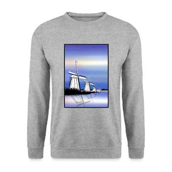 Kinderdijk Windmills - Unisex Sweatshirt - salt & pepper - Front - Alina (178cm) & Michal (187cm)