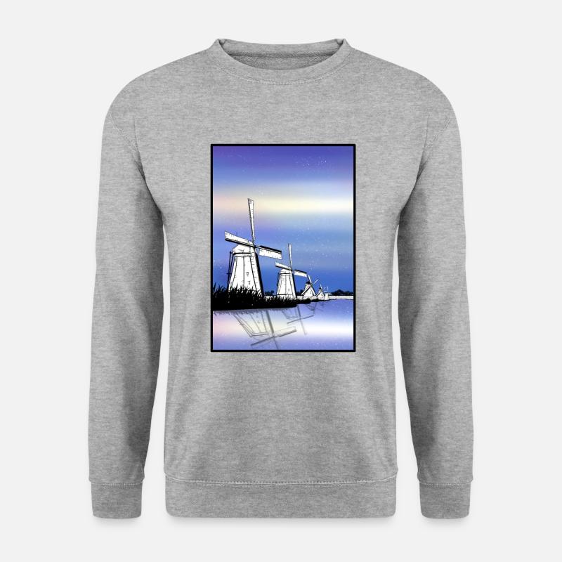 Kinderdijk Windmills - Unisex Pullover - Weißgrau meliert