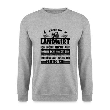 Ich bin ein Landwirt, ich höre nicht auf wenn... - Unisex Pullover - Weißgrau meliert - Vorne - Alina (178cm) & Michal (187cm)
