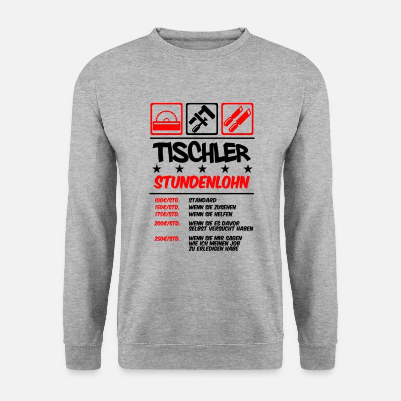 Stundenlohn | Tischler - Unisex Pullover - Weißgrau meliert