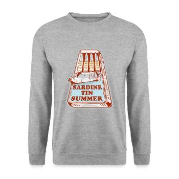 Sardinen Sommer - Unisex Pullover - Weißgrau meliert - Vorne - Alina (178cm) & Michal (187cm)