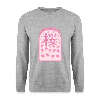 Cherry blossoms Sakura - Unisex Sweatshirt - salt & pepper - Front - Alina (178cm) & Michal (187cm)