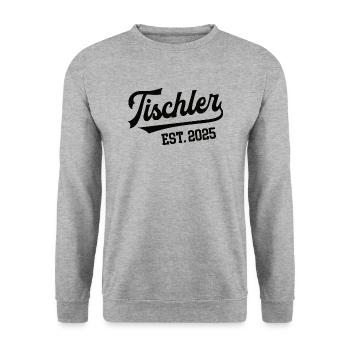 Tischler 2025 Beruf Tischlerei Lehre Lehrling - Unisex Pullover - Weißgrau meliert - Vorne - Alina (178cm) & Michal (187cm)