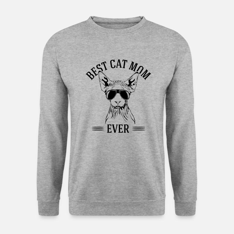 Best Cat Mom Ever Sphynx Katze Katzen Wilsigns - Unisex Pullover - Weißgrau meliert