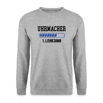 Ausbildung Uhrmacher 1. Lehrjahr Lehre Juwelier - Unisex Pullover - Weißgrau meliert - Vorne - Alina (178cm) & Michal (187cm)