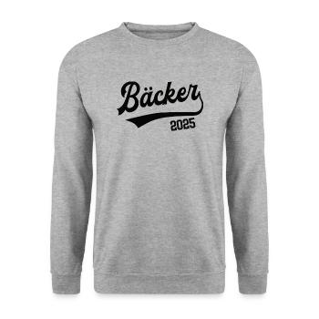 Bäcker 2025 Beruf Bäckerei Lehre Lehrling Konditor - Unisex Pullover - Weißgrau meliert - Vorne - Alina (178cm) & Michal (187cm)