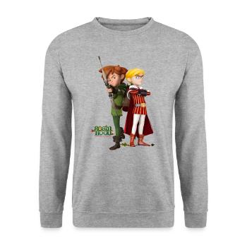 Robin Hood Schlitzohr Von Sherwood Prinz John - Unisex Pullover - Weißgrau meliert - Vorne - Alina (178cm) & Michal (187cm)