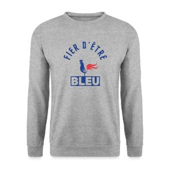 fier d'être Bleu (homme garçon) équipe de France - Sweat-shirt Unisexe - gris chiné - Devant - Alina (178cm) & Michal (187cm)