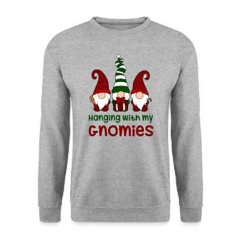 Hangig avec mes Gnomies - Sweat-shirt Unisexe - gris chiné - Devant - Alina (178cm) & Michal (187cm)