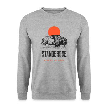 Südharz Merch - Bisons im Harz (Stangerode) - Unisex Pullover - Weißgrau meliert - Vorne - Alina (178cm) & Michal (187cm)