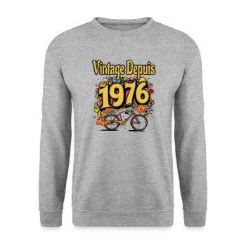 Vintage Depuis 1976 - Sweat-shirt Unisexe - gris chiné - Devant - Alina (178cm) & Michal (187cm)