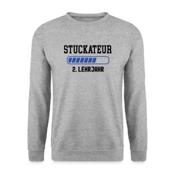 Ausbildung Stuckateur 2. Lehrjahr Stukkateur Lehre - Unisex Pullover - Weißgrau meliert - Vorne - Alina (178cm) & Michal (187cm)