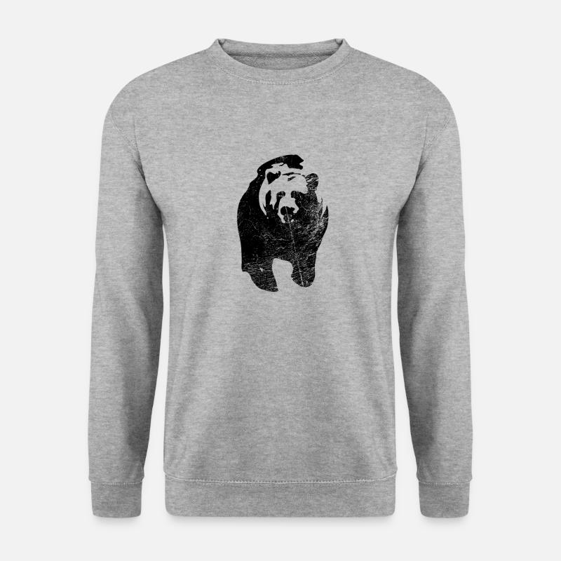 Bär - Unisex Pullover - Weißgrau meliert