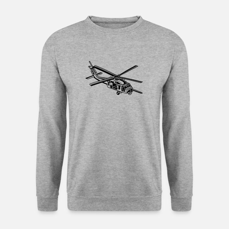 Hubschrauber / Helikopter 01_schwarz - Unisex Pullover - Weißgrau meliert