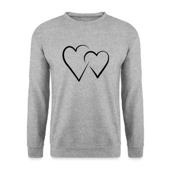 à double coeur - Sweat-shirt Unisexe - gris chiné - Devant - Alina (178cm) & Michal (187cm)