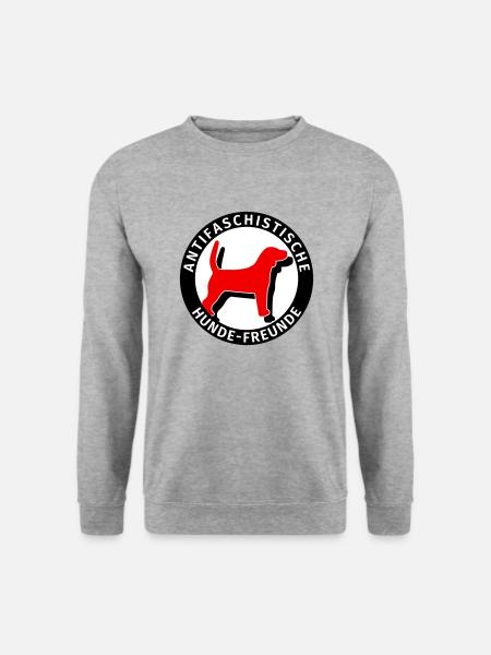 Antifaschistische Hunde-Freunde Antifa Humor - Unisex Pullover - Weißgrau meliert