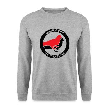 Bird Lover Antifascism - Unisex Pullover - Weißgrau meliert - Vorne - Alina (178cm) & Michal (187cm)