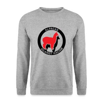 Alpagas contre le racisme - Sweat-shirt Unisexe - gris chiné - Devant - Alina (178cm) & Michal (187cm)