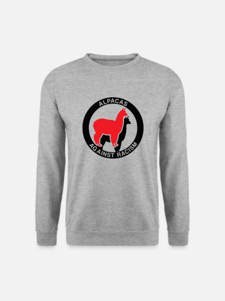 Alpakas gegen Rassismus - Unisex Pullover - Weißgrau meliert