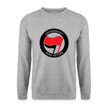 Anitfascist Bike Action - Unisex Sweatshirt - salt & pepper - Front - Alina (178cm) & Michal (187cm)