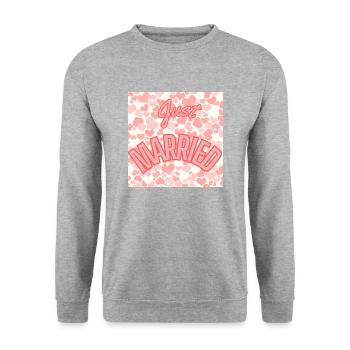 JUST MARRIED. bachelorette party. SAINT VALENTINE. COUPLE - Unisex Sweatshirt - salt & pepper - Front - Alina (178cm) & Michal (187cm)