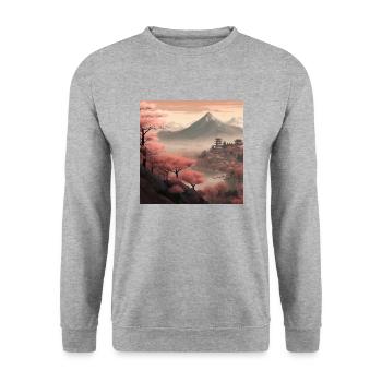 Fleurs de cerisier japonais Sakura Art japonais - Sweat-shirt Unisexe - gris chiné - Devant - Alina (178cm) & Michal (187cm)