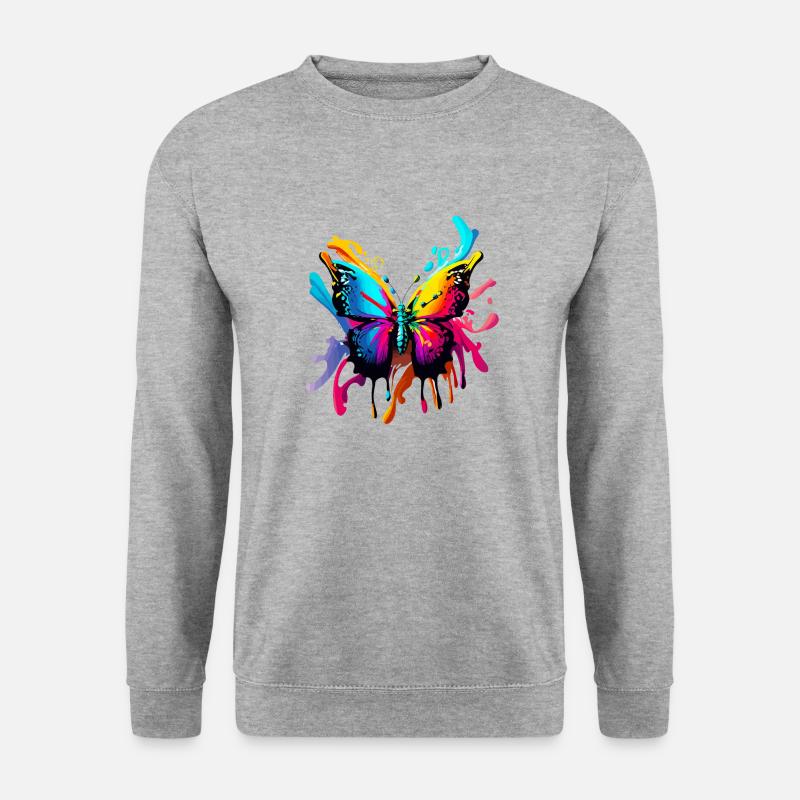 Schmetterling - Unisex Pullover - Weißgrau meliert