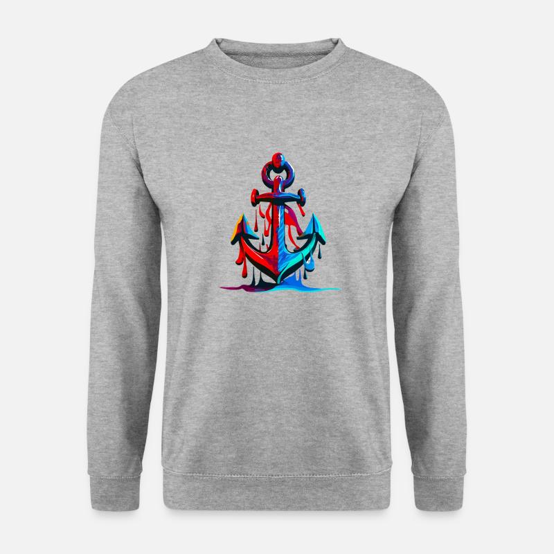 Seeanker - Unisex Pullover - Weißgrau meliert