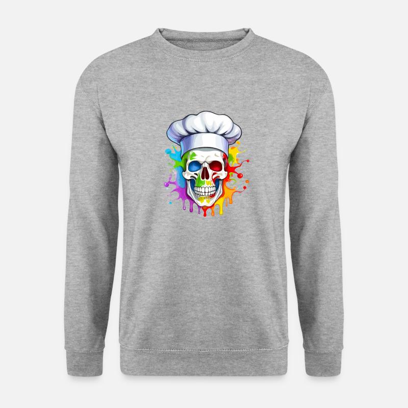 Totenkopf mit Haube - Unisex Pullover - Weißgrau meliert