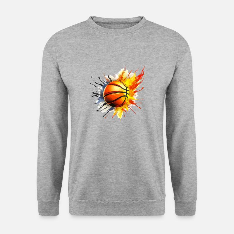 Stilvoller Basketball - Unisex Pullover - Weißgrau meliert
