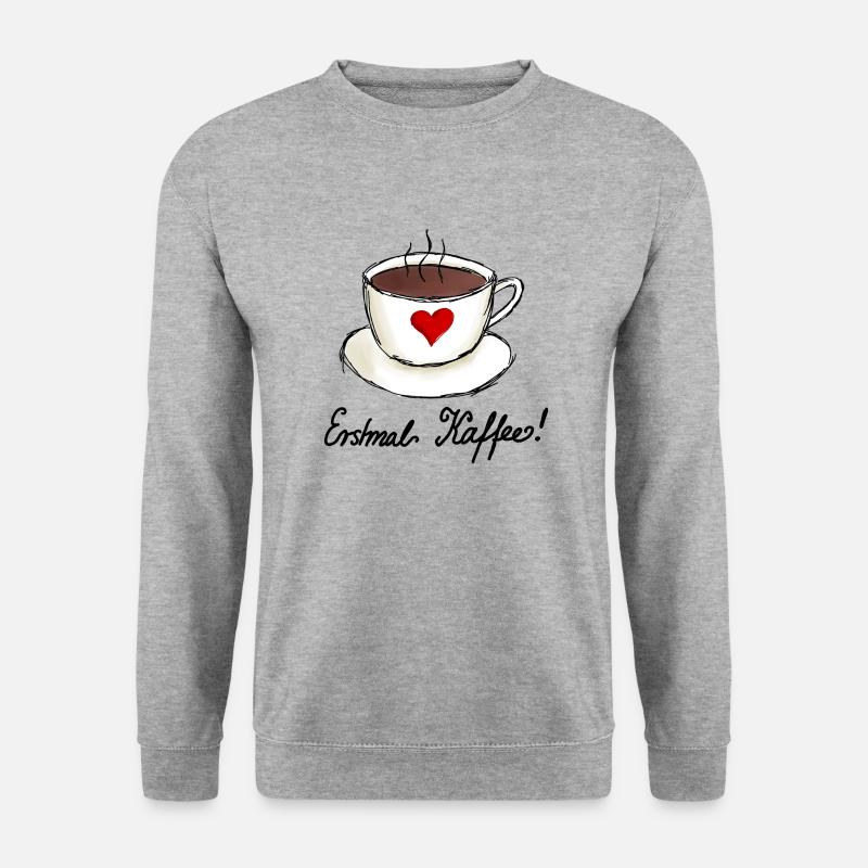 Erstmal Kaffee Ich liebe Kaffee - Unisex Pullover - Weißgrau meliert