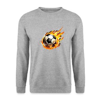 Soccer Ball in Flames - Unisex Sweatshirt - salt & pepper - Front - Alina (178cm) & Michal (187cm)