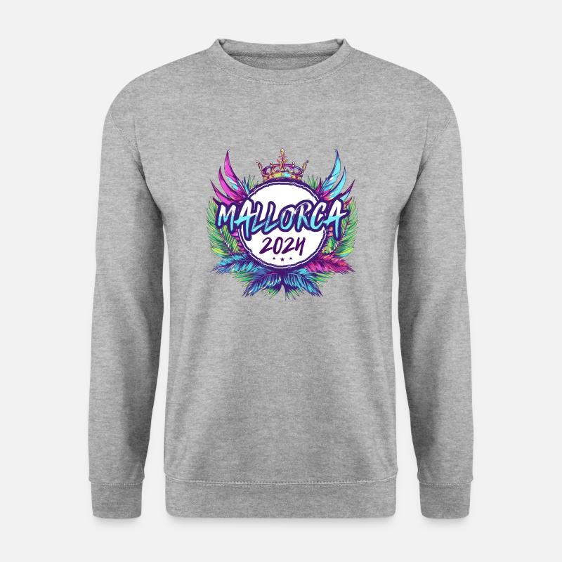 Mallorca 2024 Bunt - Unisex Pullover - Weißgrau meliert