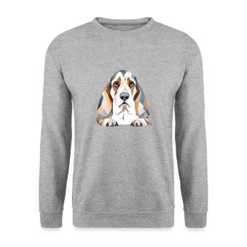 Basset Hound Playful Adorable Fun Animal Colorful - Unisex Sweatshirt - salt & pepper - Front - Alina (178cm) & Michal (187cm)