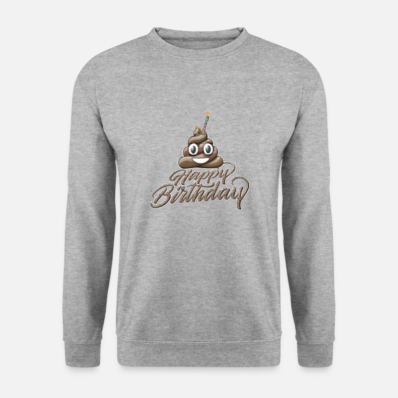 Alles Gute zum Geburtstag Kacke mit einer Kerze - Unisex Pullover - Weißgrau meliert