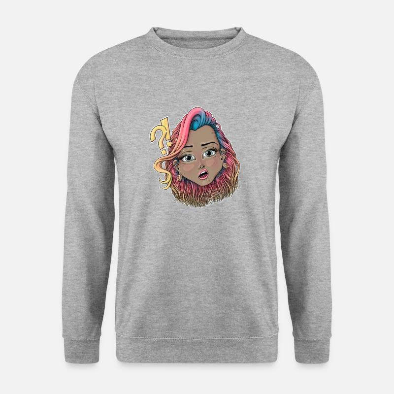 Reva Prisma fragte das Gesicht - Unisex Pullover - Weißgrau meliert