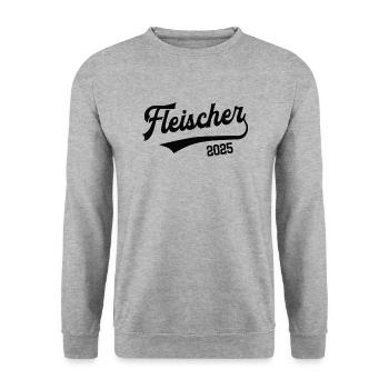 Fleischer 2025 Beruf Fleischerei Lehre Schlachter - Unisex Pullover - Weißgrau meliert - Vorne - Alina (178cm) & Michal (187cm)