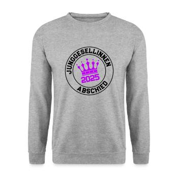Junggesellinnen Abschied 2025 Krone - Unisex Pullover - Weißgrau meliert - Vorne - Alina (178cm) & Michal (187cm)