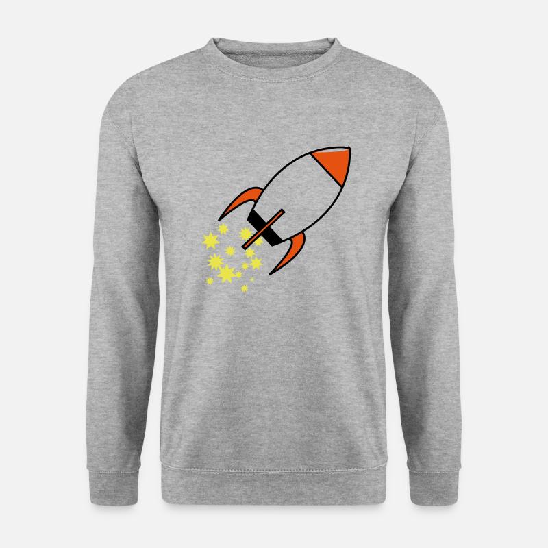 Rakete mit Sternen - Unisex Pullover - Weißgrau meliert