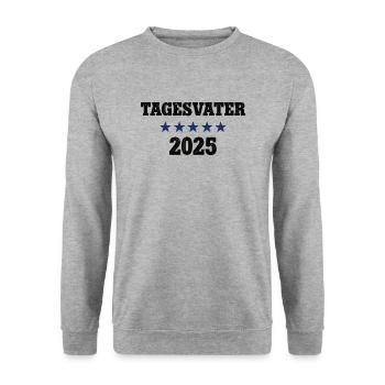 Tagesvater 2025 Tagespapa Werden Beruf Erzieher - Unisex Pullover - Weißgrau meliert - Vorne - Alina (178cm) & Michal (187cm)
